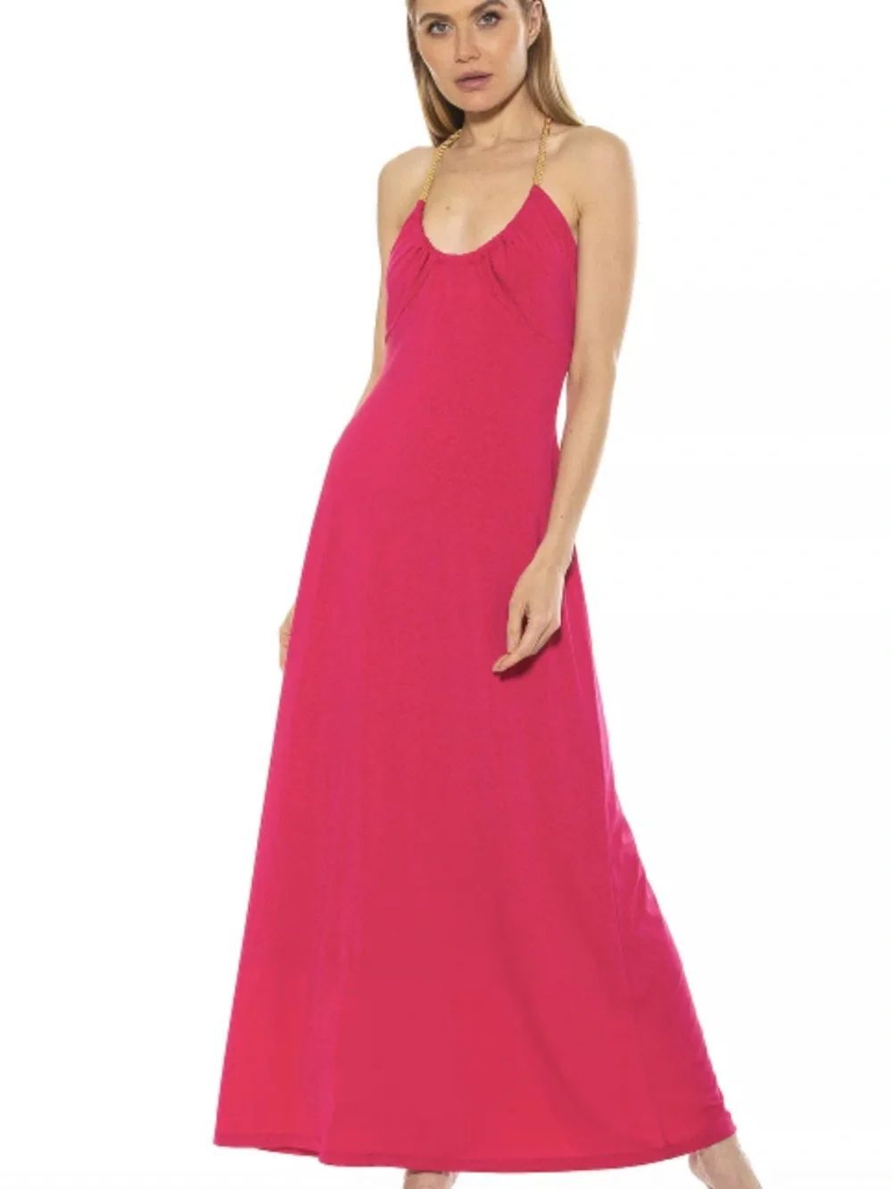 NEW Alexia Admor Hot Pink Selena Scoop Neck Maxi Dress Size S